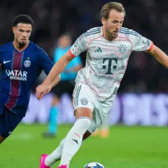 Piłkarz Bayernu Monachium Harry Kane w akcji podczas meczu Ligi Mistrzów.