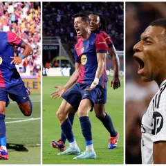 Raphinha, Lewandowski i Mbappé – trzej kandydaci do tytułu la liga strzelcy.