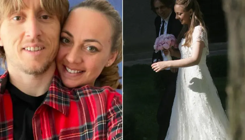 Luka Modrić z żoną Vanją Bosnić – zdjęcie z wesela i selfie.