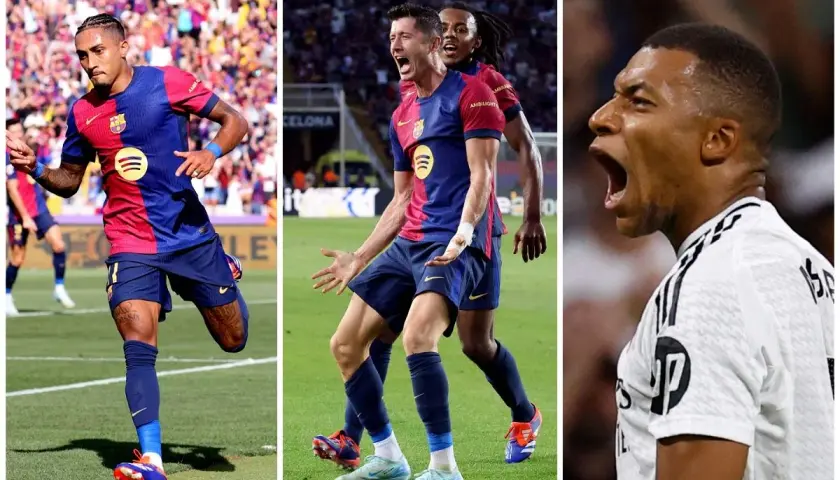 Raphinha, Lewandowski i Mbappé – trzej kandydaci do tytułu la liga strzelcy.