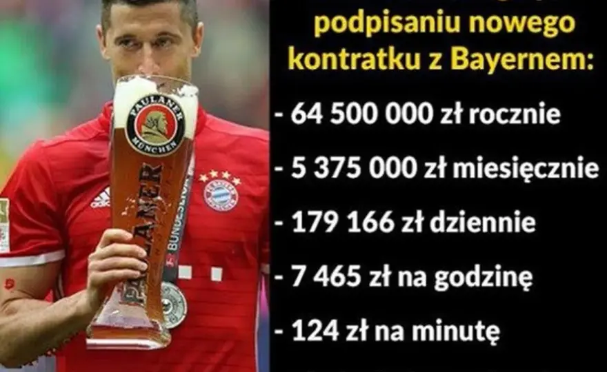 Ile zarabia Lewandowski na minutę - Poznaj realne stawki za grę