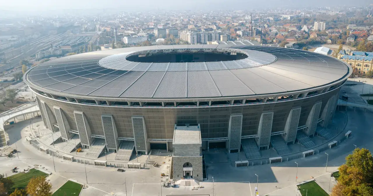Puskás Aréna Budapeszt z zewnątrz